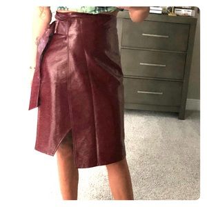 Forever 21 Leather Pencil Skirt Burgundy